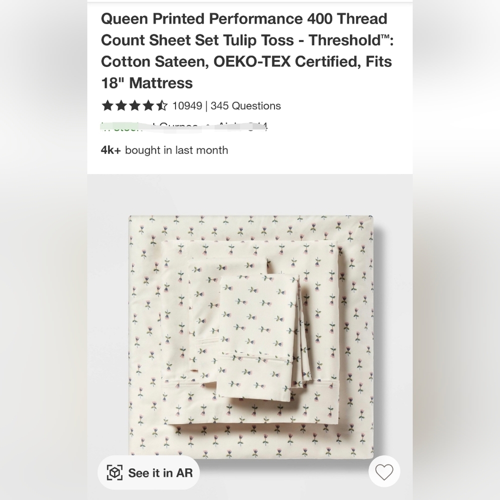 Threshold Tulip Toss Cotton Sateen Sheet Set